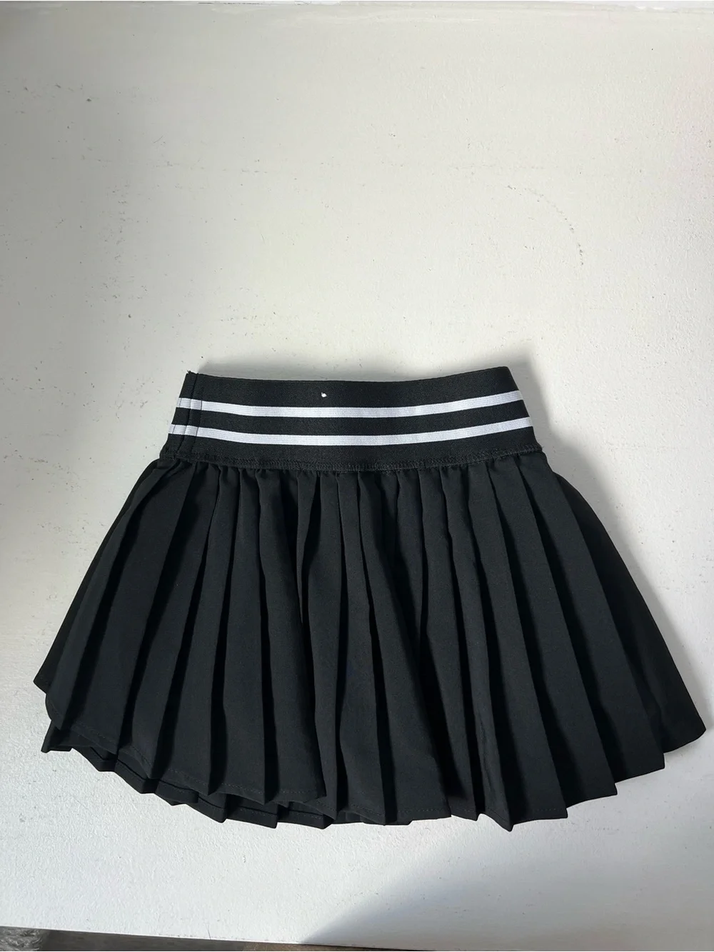 Justice Black Pleated Tennis Skort Striped Waistband Preppy Schoolgirl XS 5/6